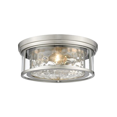 Z-Lite Clarion 3 Light Flush Mount, Brushed Nickel & Inner Clear Water & Outer Clear 493F3-BN